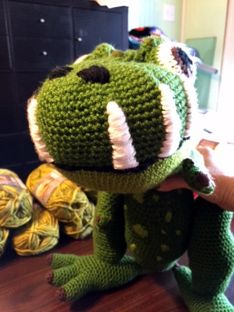 T-Rex crocheted by Sharpin Designs
