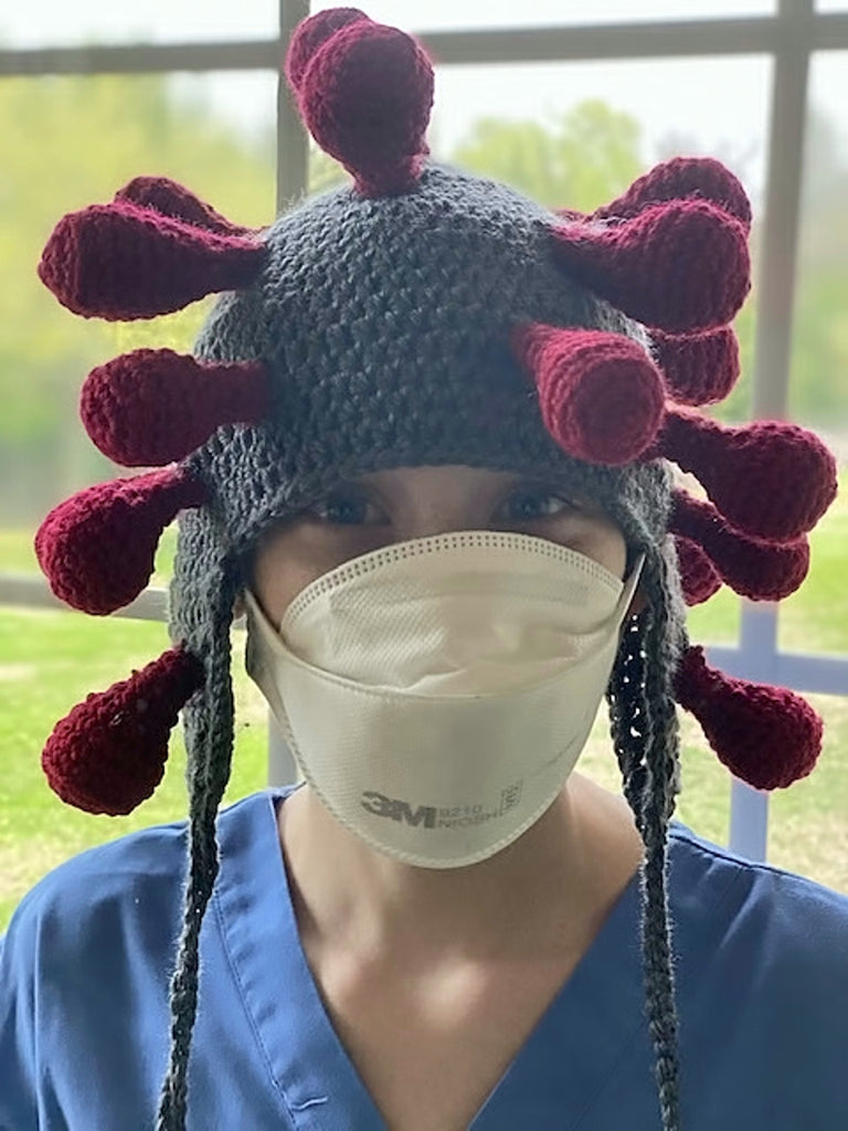 Crochet Corona Virus Hat Pattern by Sharpin Designs