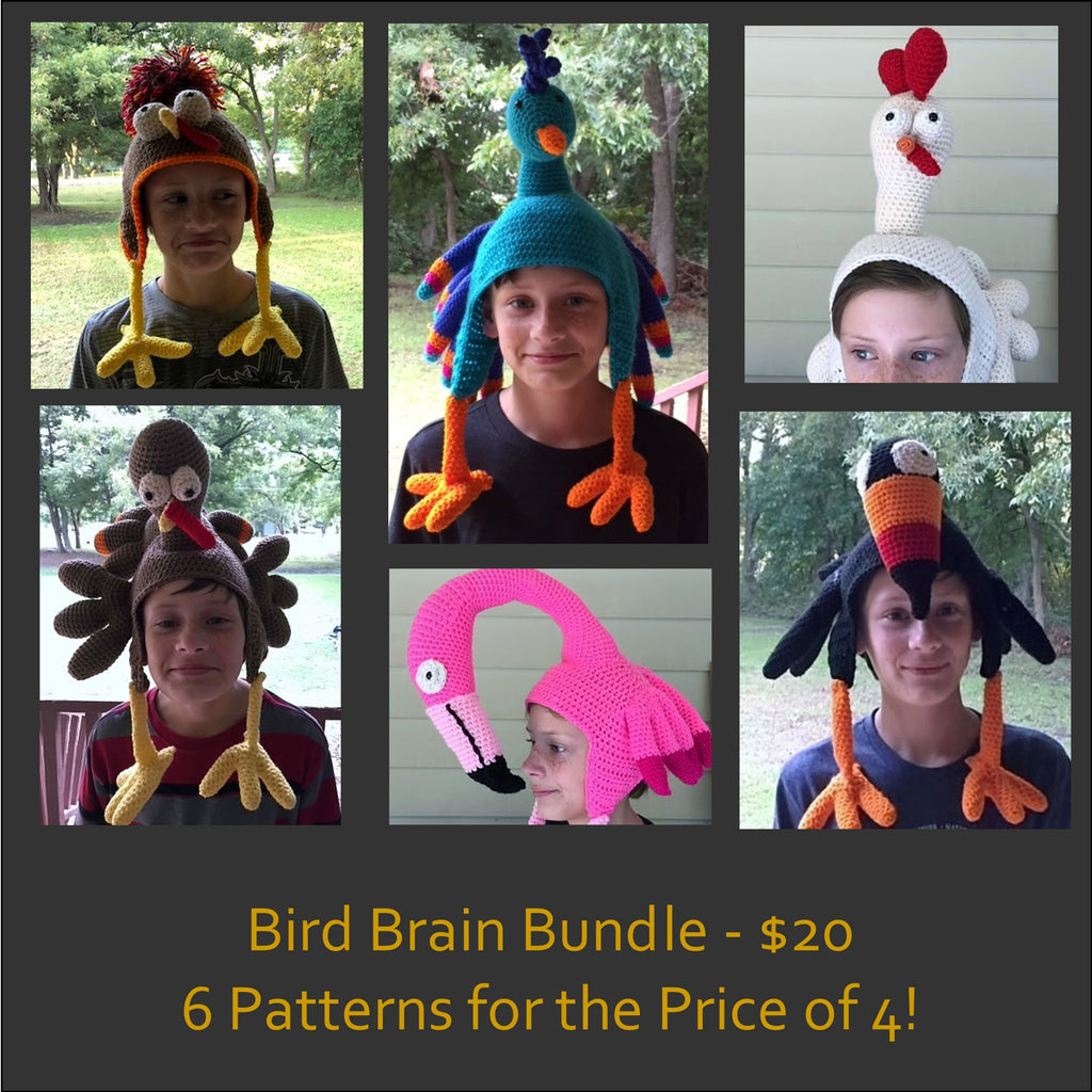 Bird Brain Crochet Hat Pattern Bundle by Sharpin Designs