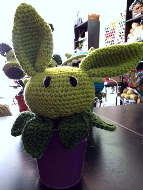 Plant Bunny crocheted by Sharpin Designs