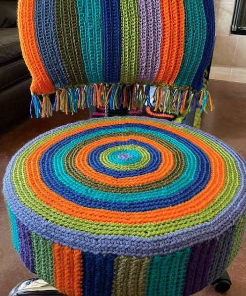 Yarn Bombed Rolling Chair by Sharpin Designs