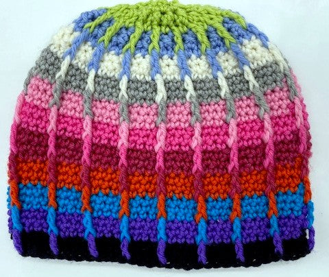 Color Dip Beanie crocheted by Sharpin Designs