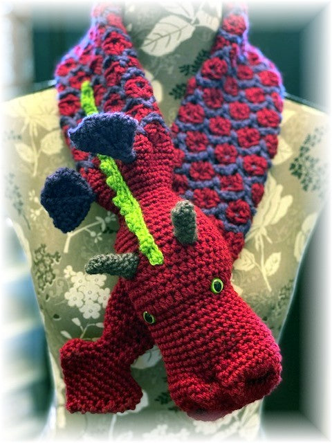 Dragon Scarf crocheted by Sharpin Designs