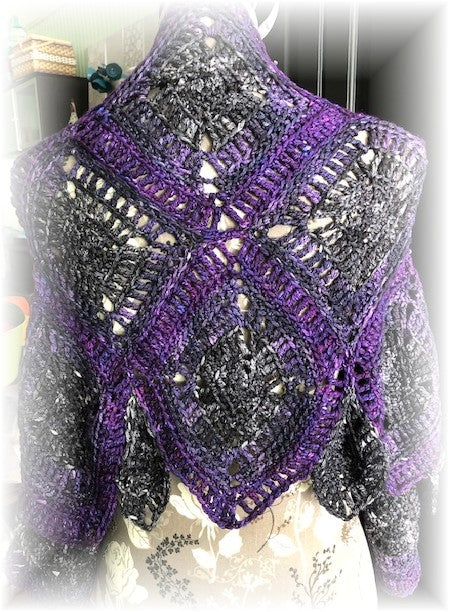 Square Dance Shaw Crochet Patternl by Sharpin Designs