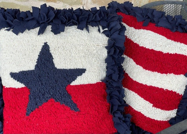 Rug Hooked Patriotic Pillows by Sharpin Designs