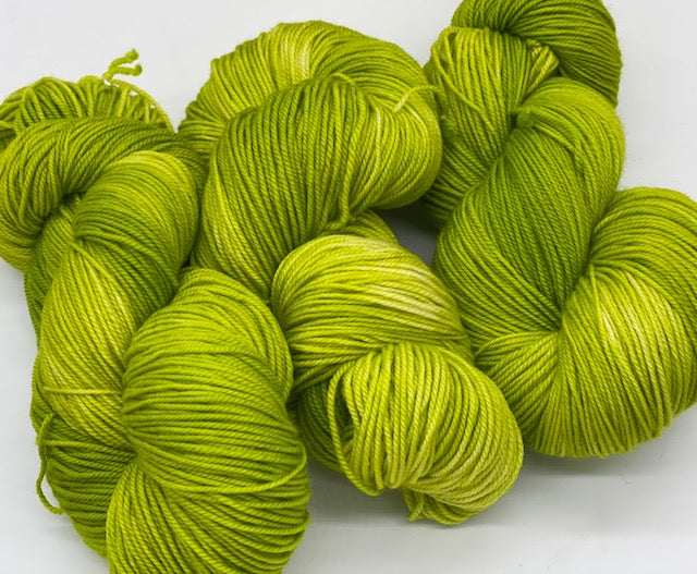 Friday Night Fibers Mixer - Chartreuse Fingering Weight Hand Painted Hand Dyed Yarn