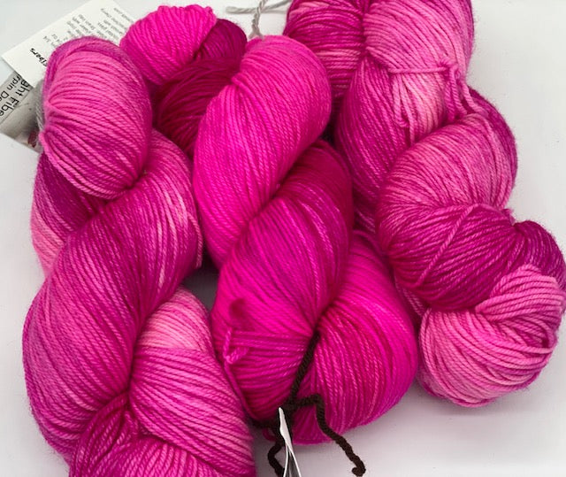 Friday Night Fibers - Pink Lady Fingering Weight Hand Painted Hand Dyed Yarn