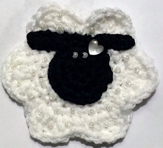 Crochet Beaded Sheep Applique Pattern
