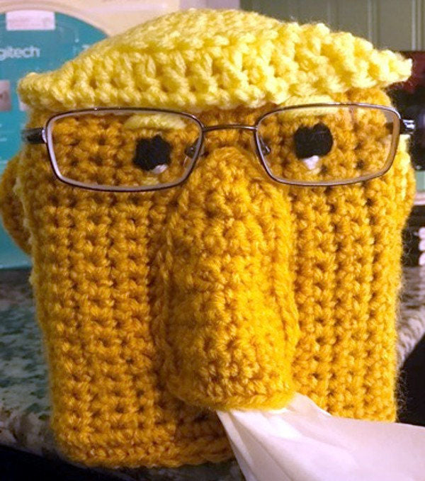 Sneezy Trump Tissue Box Cover and Eyeglass Holder Crochet Pattern