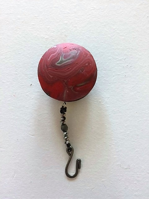 Portuguese Knitting Pin- Magnetic - Made for Portuguese Knitting - Red Marble Cab