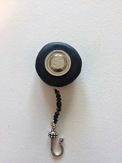 Portuguese Knitting Pin- Magnetic - Made for Portuguese Knitting -Black White Marble Cab