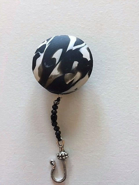 Portuguese Knitting Pin- Magnetic - Made for Portuguese Knitting -Black White Marble Cab